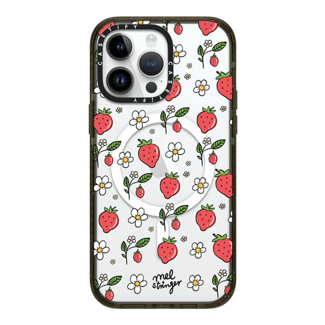 Mel Stringer x CASETiFY iPhone 14 Pro Max ケース ブラック インパクトケース MagSafe対応 Strawberry Summer by Mel Stringer