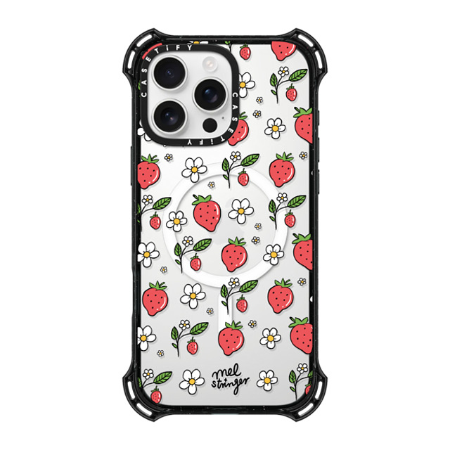 Mel Stringer x CASETiFY iPhone 16 Pro Max ケース ブラック バウンスケース Strawberry Summer by Mel Stringer