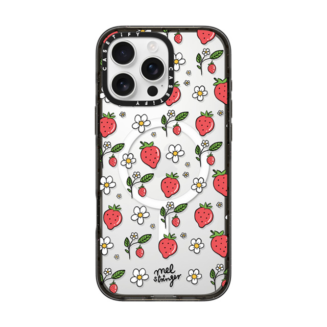 Mel Stringer x CASETiFY iPhone 16 Pro Max ケース ブラック インパクトケース MagSafe対応 Strawberry Summer by Mel Stringer