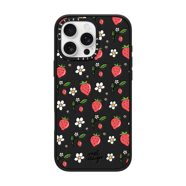 Mel Stringer x CASETiFY iPhone 16 Pro Max ケース マットブラック インパクトケース MagSafe対応 Strawberry Summer by Mel Stringer