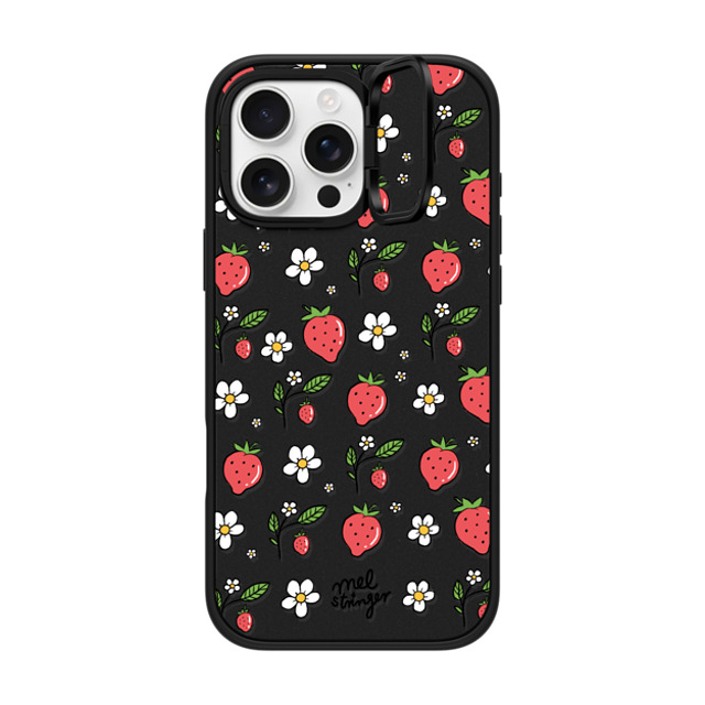 Mel Stringer x CASETiFY iPhone 16 Pro Max ケース マットブラック インパクトリングスタンドケース MagSafe対応 Strawberry Summer by Mel Stringer