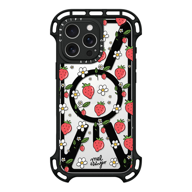 Mel Stringer x CASETiFY iPhone 16 Pro Max ケース ブラック ウルトラ バウンスケース MagSafe対応 Strawberry Summer by Mel Stringer