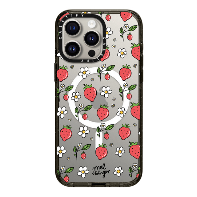 Mel Stringer x CASETiFY iPhone 15 Pro Max ケース ブラック インパクトケース MagSafe対応 Strawberry Summer by Mel Stringer