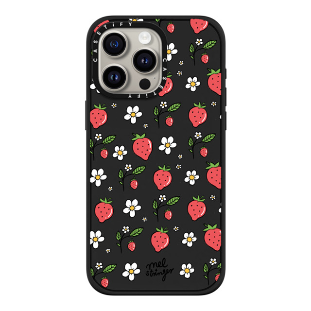 Mel Stringer x CASETiFY iPhone 15 Pro Max ケース マットブラック インパクトケース MagSafe対応 Strawberry Summer by Mel Stringer