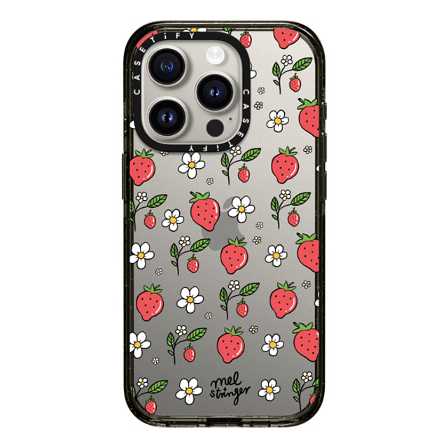 Mel Stringer x CASETiFY iPhone 15 Pro ケース ブラック インパクトケース Strawberry Summer by Mel Stringer