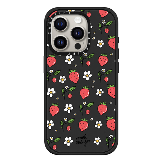 Mel Stringer x CASETiFY iPhone 15 Pro ケース マットブラック インパクトケース MagSafe対応 Strawberry Summer by Mel Stringer