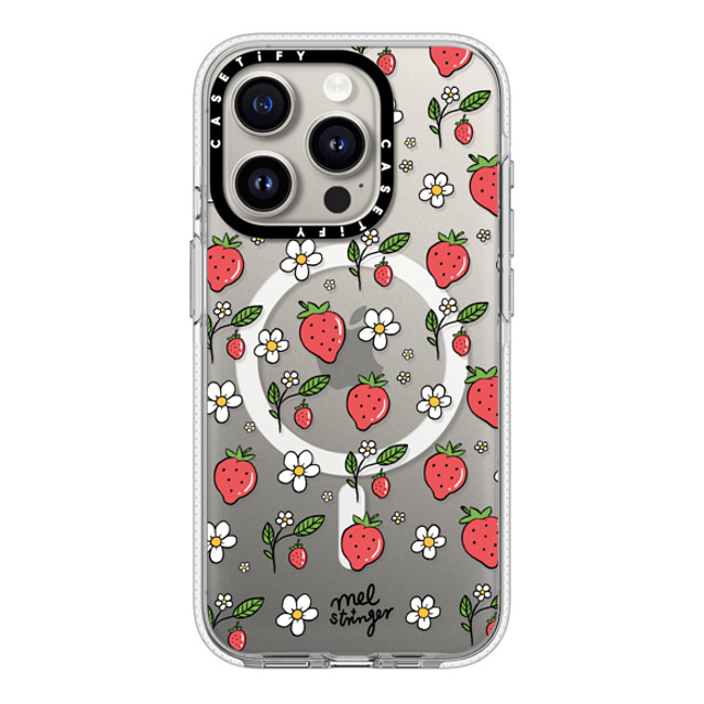 Mel Stringer x CASETiFY iPhone 15 Pro ケース クリア クリア ケース MagSafe対応 Strawberry Summer by Mel Stringer