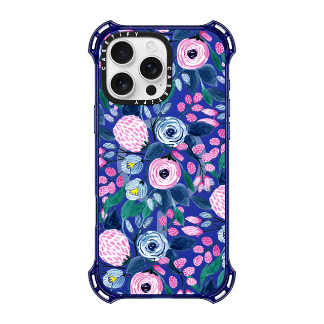 CASETiFY iPhone 16 Pro Max Case コバルトブルー バウンスケース フローラル Girly Pink Navy Blue Watercolor Flowers Roses Leaves Pattern Clear CASETiFY iPhone 16 Pro Max Case コバルトブルー バウンスケース フローラル Girly Pink Navy Blue Watercolor Flowers Roses Leaves Pattern Clear