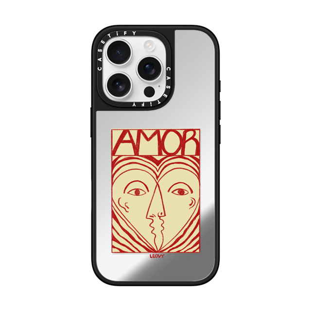 Ana Leovy x CASETiFY iPhone 16 Pro ケース Silver on Black ミラーケース MagSafe対応 Amor by Ana Leovy