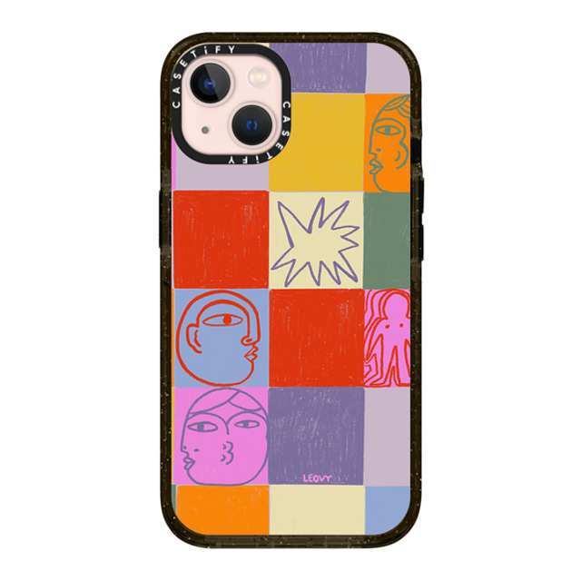 Ana Leovy x CASETiFY iPhone 13 ケース ブラック インパクトケース emotional grid by ana leovy