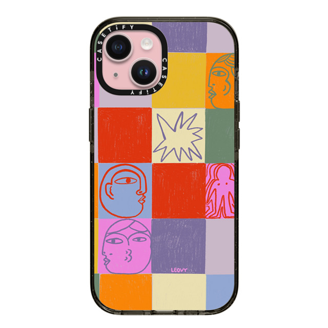 Ana Leovy x CASETiFY iPhone 15 ケース ブラック インパクトケース emotional grid by ana leovy