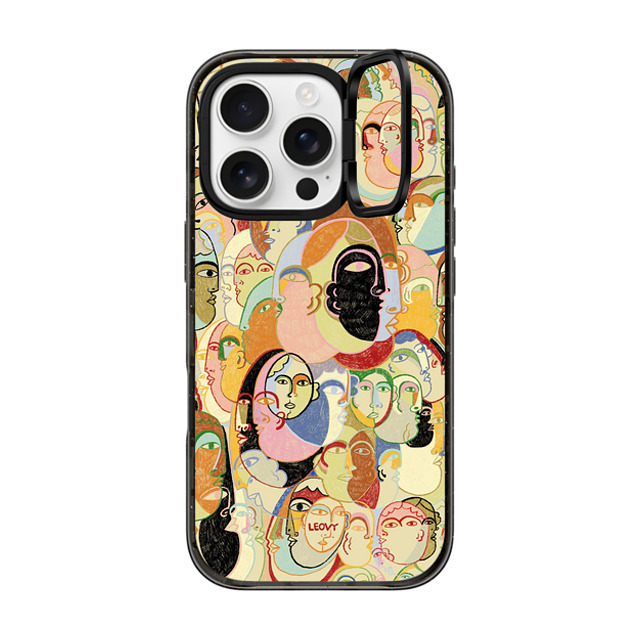 Ana Leovy x CASETiFY iPhone 16 Pro ケース ブラック インパクトリングスタンドケース MagSafe対応 Everyone by Ana Leovy