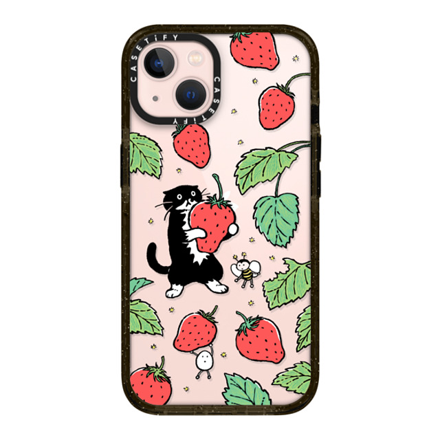 Chocolateye x CASETiFY iPhone 13 ケース ブラック インパクトケース Strawberry and Mo