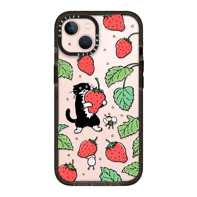 Chocolateye x CASETiFY iPhone 13 ケース Sticker,Cat ブラック インパクトケース Strawberry and Mo Mother's Day Chocolateye x CASETiFY iPhone 13 ケース Sticker,Cat ブラック インパクトケース Strawberry and Mo Mother's Day