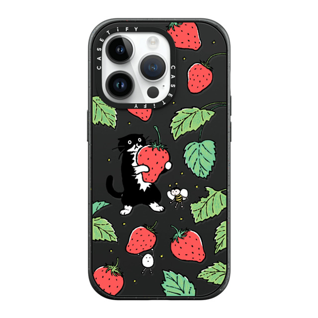 Chocolateye x CASETiFY iPhone 14 Pro ケース マットブラック インパクトケース MagSafe対応 Strawberry and Mo