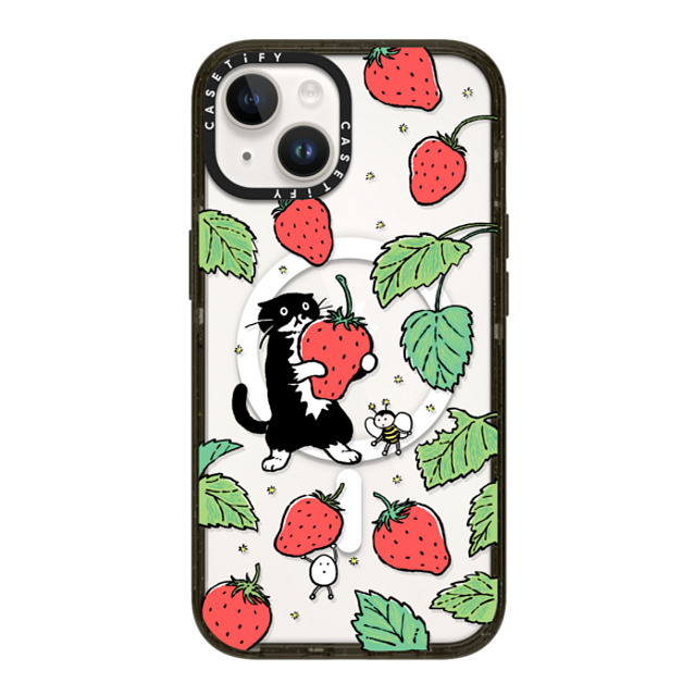 Chocolateye x CASETiFY iPhone 14 ケース ブラック インパクトケース MagSafe対応 Strawberry and Mo