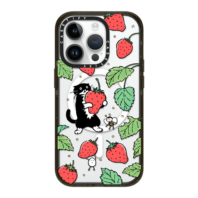 Chocolateye x CASETiFY iPhone 14 Pro ケース ブラック インパクトケース MagSafe対応 Strawberry and Mo