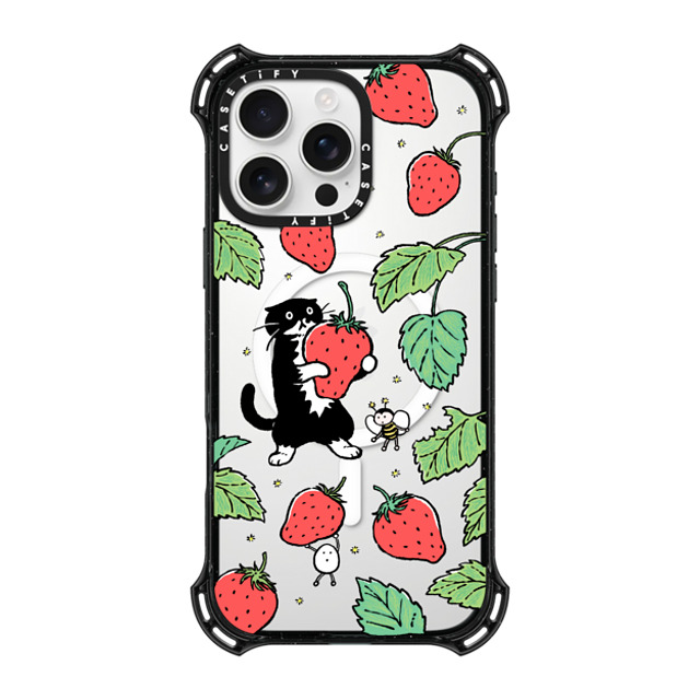 Chocolateye x CASETiFY iPhone 16 Pro Max ケース ブラック バウンスケース Strawberry and Mo