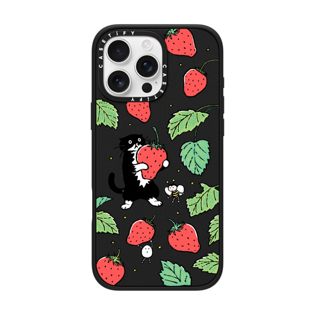 Chocolateye x CASETiFY iPhone 16 Pro Max ケース マットブラック インパクトケース MagSafe対応 Strawberry and Mo