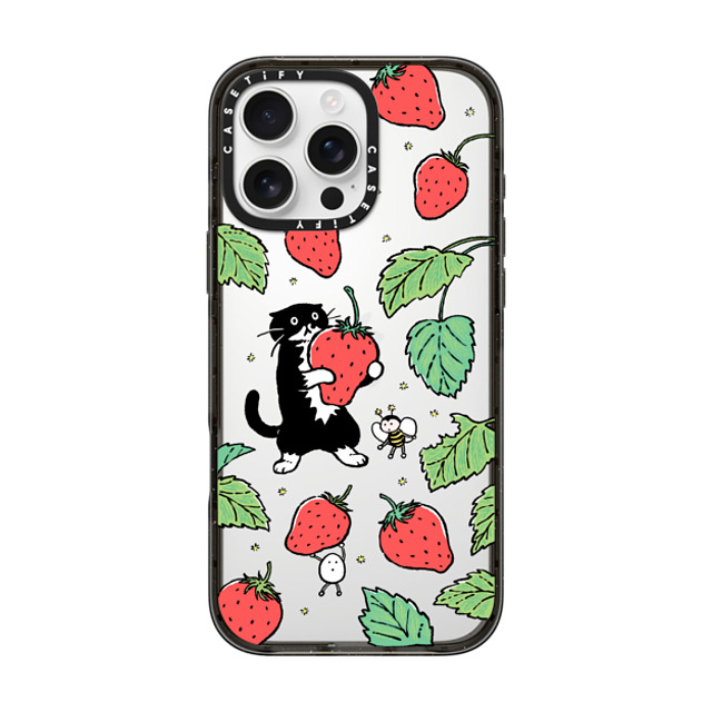 Chocolateye x CASETiFY iPhone 16 Pro Max ケース ブラック インパクトケース Strawberry and Mo