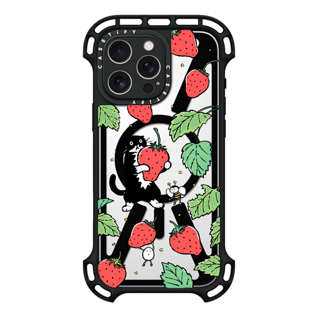 Chocolateye x CASETiFY iPhone 16 Pro Max ケース ブラック ウルトラ バウンスケース MagSafe対応 Strawberry and Mo