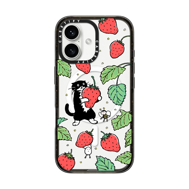 Chocolateye x CASETiFY iPhone 16 ケース ブラック インパクトケース MagSafe対応 Strawberry and Mo