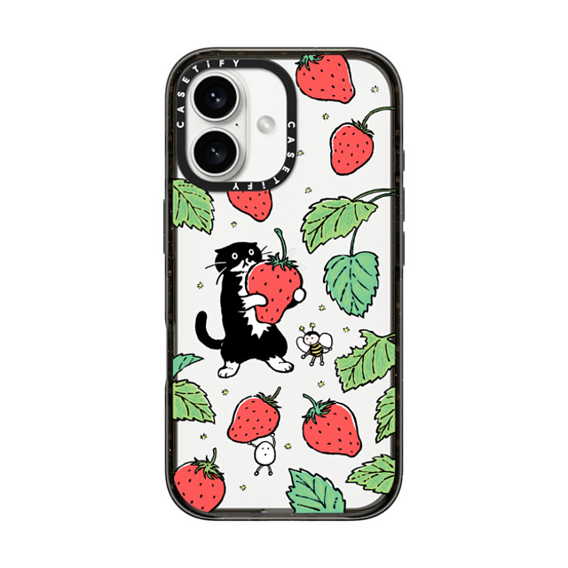 Chocolateye x CASETiFY iPhone 16 ケース ブラック インパクトケース Strawberry and Mo