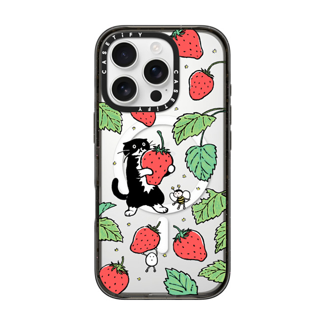 Chocolateye x CASETiFY iPhone 16 Pro ケース ブラック インパクトケース MagSafe対応 Strawberry and Mo