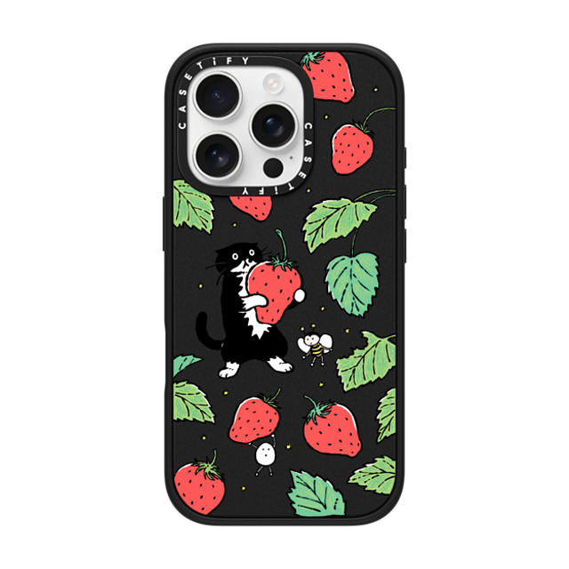 Chocolateye x CASETiFY iPhone 16 Pro ケース マットブラック インパクトケース Strawberry and Mo