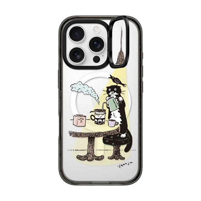 Chocolateye x CASETiFY iPhone 16 Pro ケース ブラック インパクトリングスタンドケース MagSafe対応 COFFEE MO