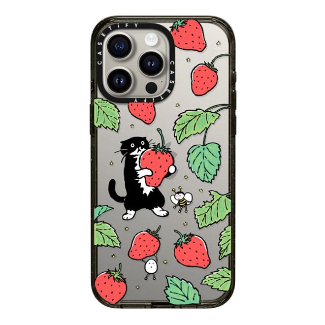 Chocolateye x CASETiFY iPhone 15 Pro Max ケース ブラック インパクトケース Strawberry and Mo