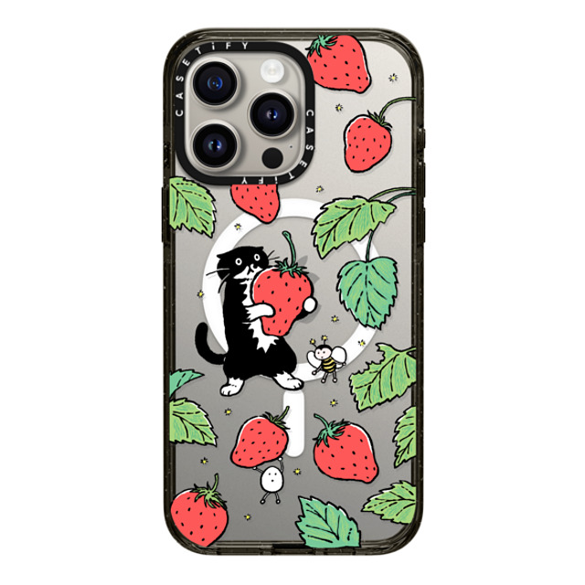 Chocolateye x CASETiFY iPhone 15 Pro Max ケース ブラック インパクトケース MagSafe対応 Strawberry and Mo