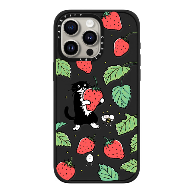 Chocolateye x CASETiFY iPhone 15 Pro Max ケース マットブラック インパクトケース MagSafe対応 Strawberry and Mo