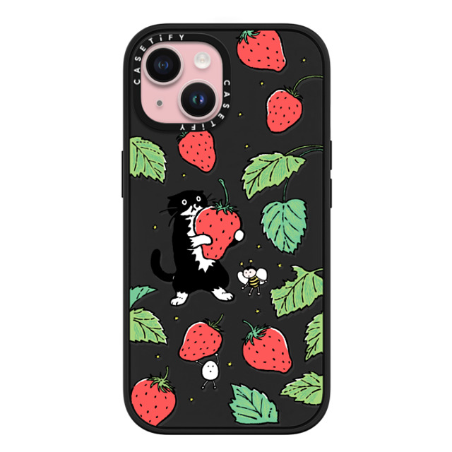 Chocolateye x CASETiFY iPhone 15 ケース マットブラック インパクトケース MagSafe対応 Strawberry and Mo