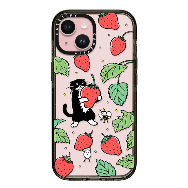 Chocolateye x CASETiFY iPhone 15 ケース ブラック インパクトケース Strawberry and Mo