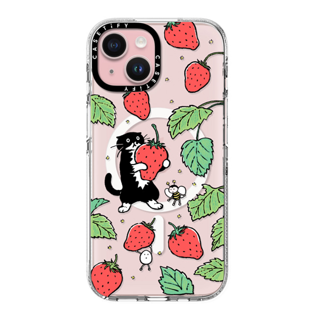 Chocolateye x CASETiFY iPhone 15 ケース クリア クリア ケース MagSafe対応 Strawberry and Mo