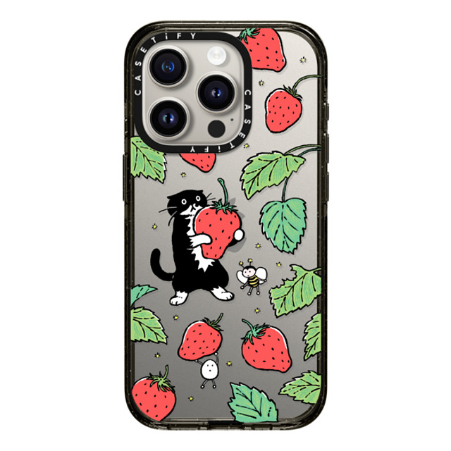 Chocolateye x CASETiFY iPhone 15 Pro ケース ブラック インパクトケース Strawberry and Mo