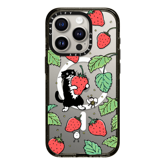 Chocolateye x CASETiFY iPhone 15 Pro ケース ブラック インパクトケース MagSafe対応 Strawberry and Mo