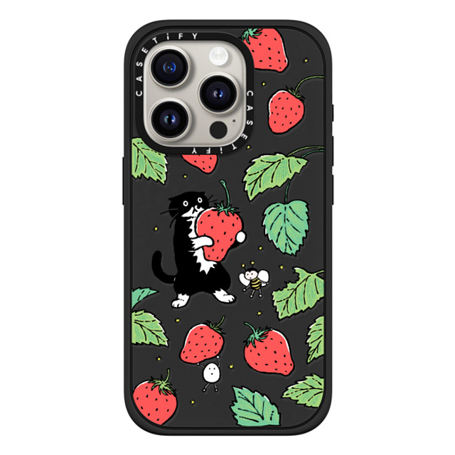 Chocolateye x CASETiFY iPhone 15 Pro ケース マットブラック インパクトケース MagSafe対応 Strawberry and Mo