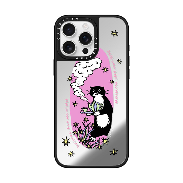 Chocolateye x CASETiFY iPhone 16 Pro Max ケース Silver on Black ミラーケース MagSafe対応 tea time