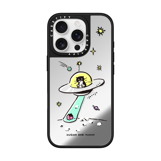 Chocolateye x CASETiFY iPhone 16 Pro ケース Silver on Black ミラーケース MagSafe対応 MODAERI IN UFO