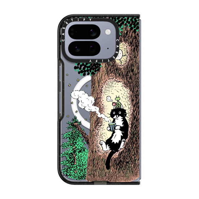 Chocolateye x CASETiFY Pixel 10 Pro Fold Case Cat,Animal Black Impact Magnetic Case Rest time