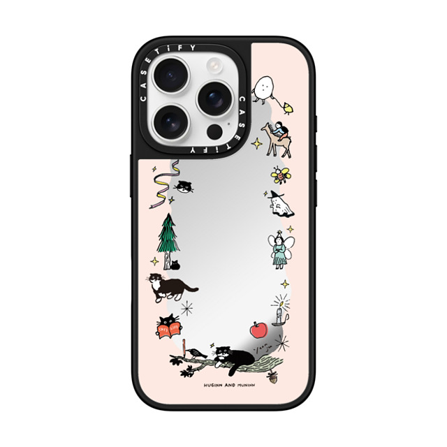 Chocolateye x CASETiFY iPhone 16 Pro ケース Silver on Black ミラーケース MagSafe対応 small friends