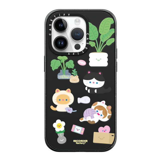 RECORDER factory x CASETiFY iPhone 14 Pro ケース マットブラック インパクトケース MagSafe対応 CELL KITTEN