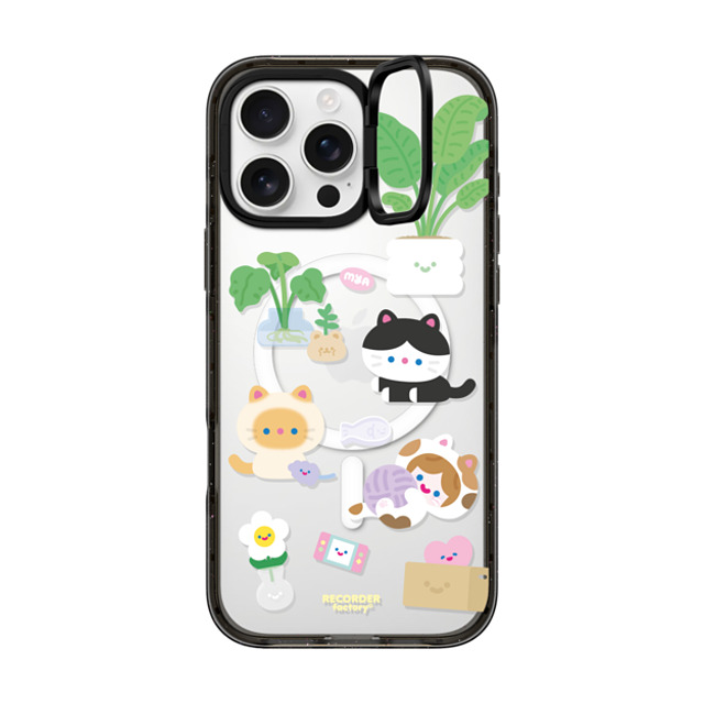 RECORDER factory x CASETiFY iPhone 16 Pro Max ケース ブラック インパクトリングスタンドケース MagSafe対応 CELL KITTEN