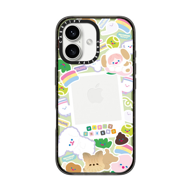 RECORDER factory x CASETiFY iPhone 16 ケース ブラック インパクトケース PUPPY PARTY