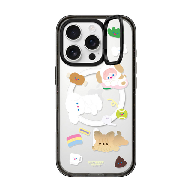 RECORDER factory x CASETiFY iPhone 16 Pro ケース ブラック インパクトリングスタンドケース MagSafe対応 CELL PUPPY