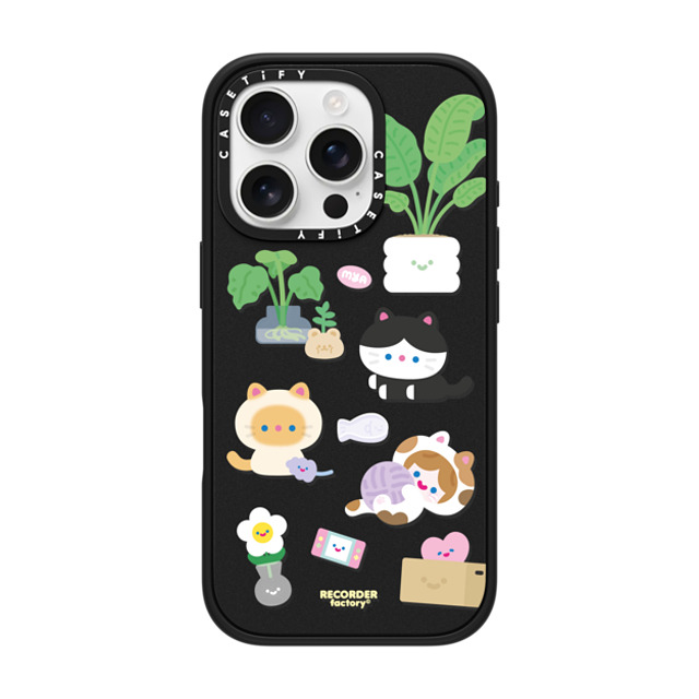 RECORDER factory x CASETiFY iPhone 16 Pro ケース マットブラック インパクトケース MagSafe対応 CELL KITTEN