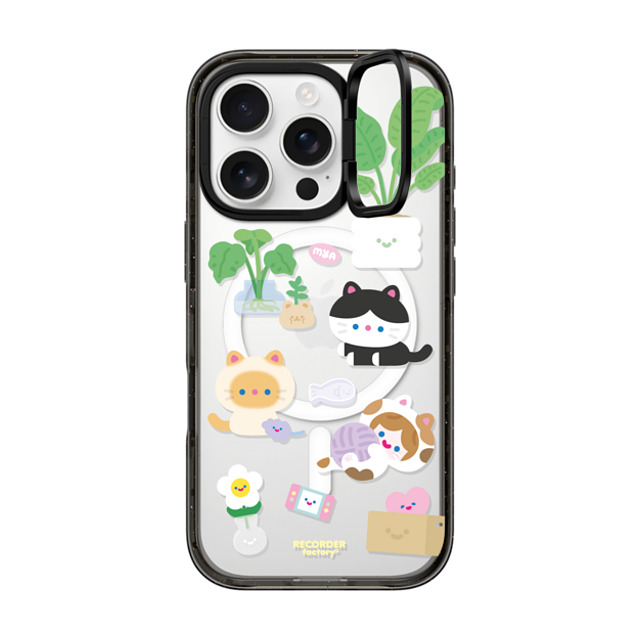 RECORDER factory x CASETiFY iPhone 16 Pro ケース ブラック インパクトリングスタンドケース MagSafe対応 CELL KITTEN