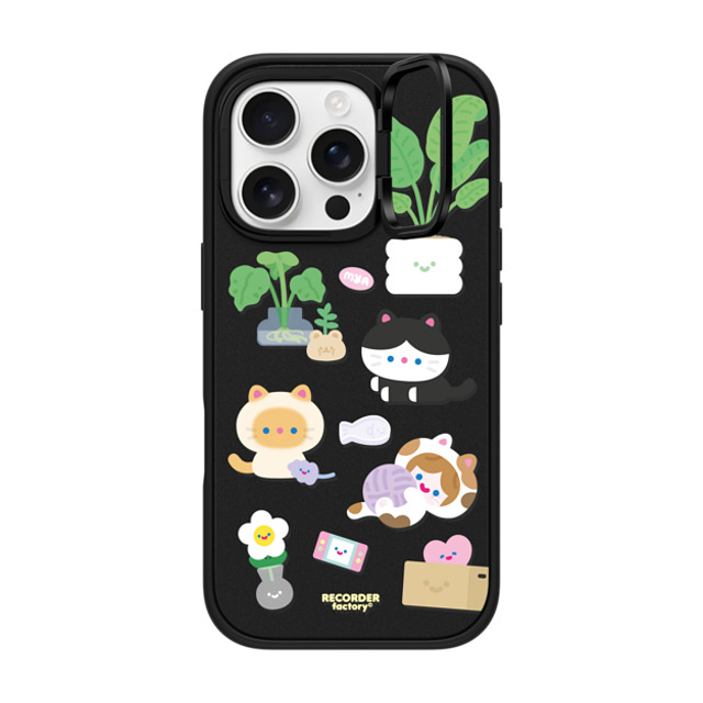 RECORDER factory x CASETiFY iPhone 16 Pro ケース マットブラック インパクトリングスタンドケース MagSafe対応 CELL KITTEN